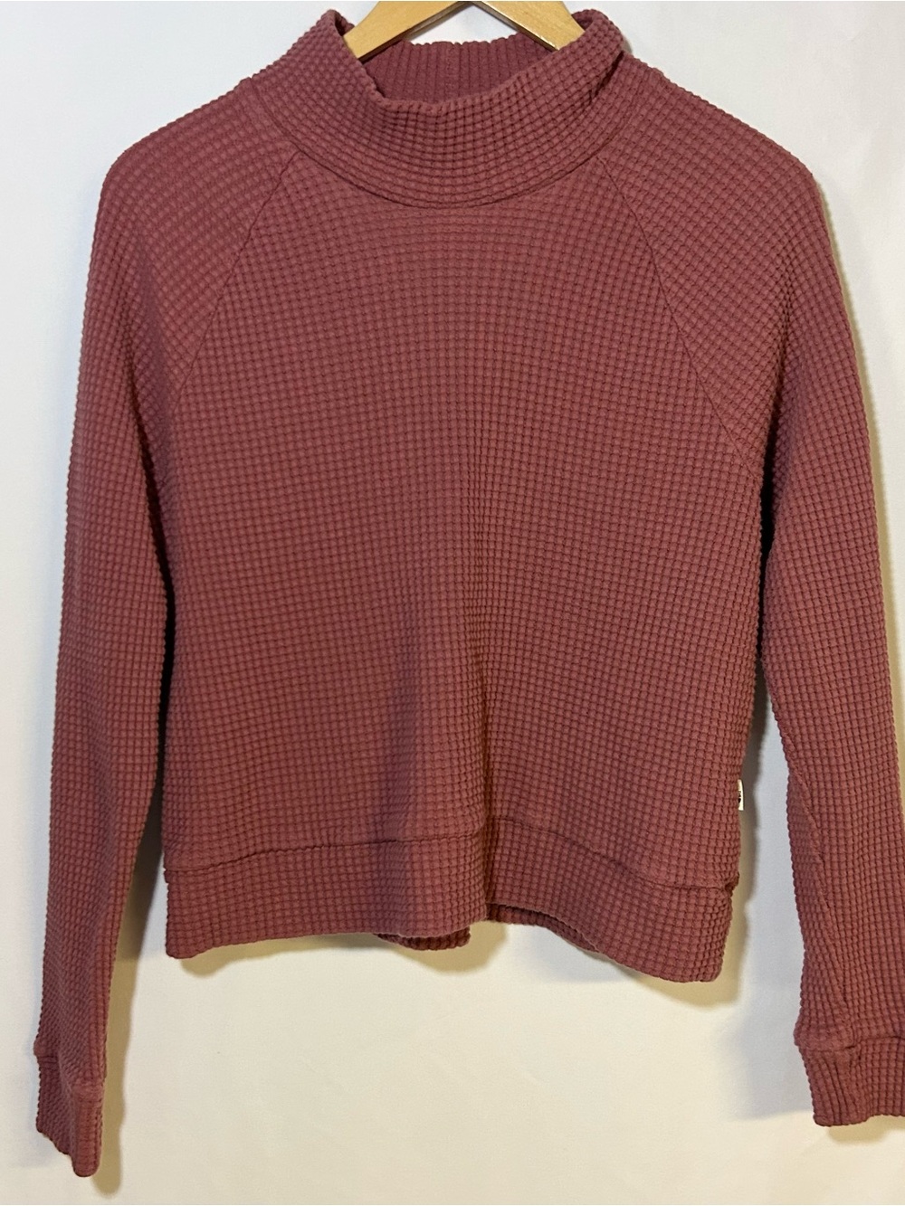 The North Fave Waffle Knit Mock Neck Shirt Long Sleeve Small Mauve Dusty Rose